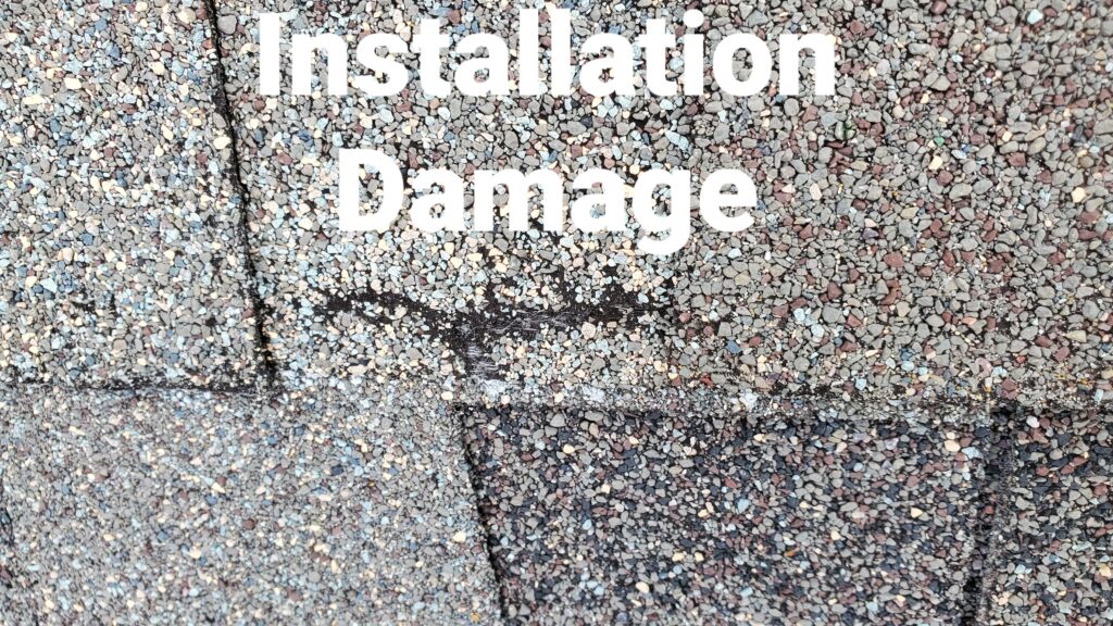 Roof shingle damage from installation. Home inspection by Powerworks Inspections