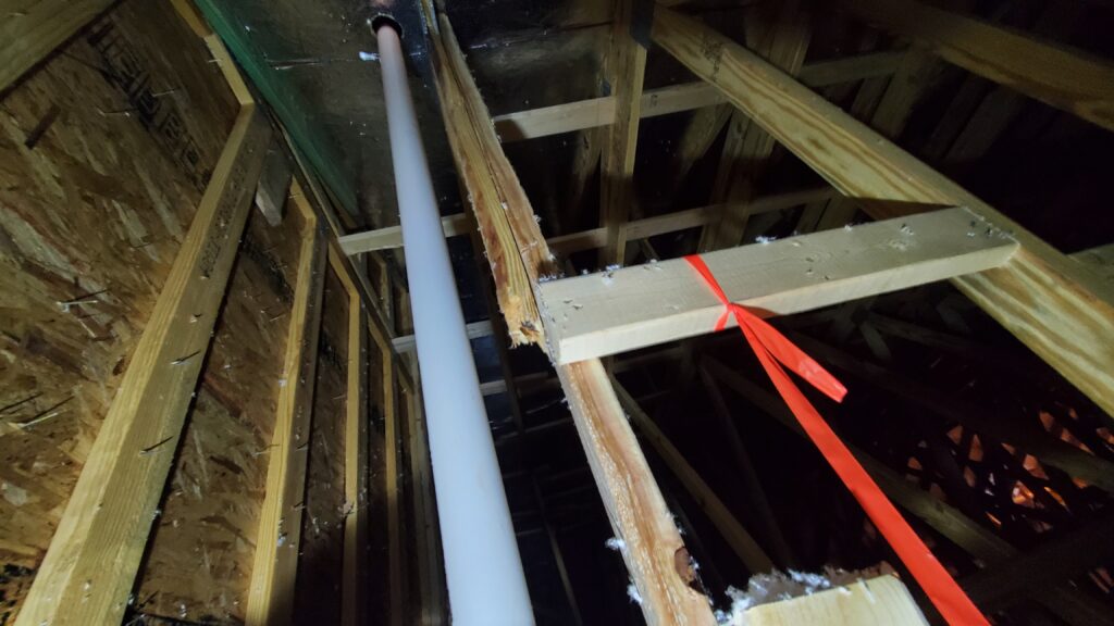 Damaged Truss Member. Home inspection by Powerworks Inspectons