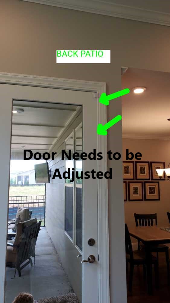 Door needs to be adjusted. Found during a home inspection by Powerworks Inspections