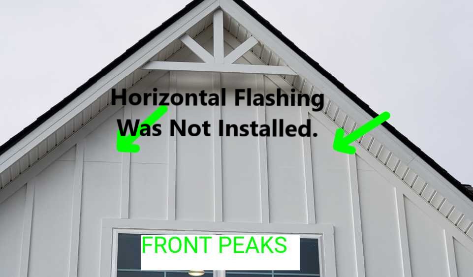 Hardie Plank recommends using flashing at all the horizontal joints during the installation of it's veritcal siding products. Flashing was not installed during installation at these joinsts. Discovered by Powerworks Inspections during a new construction home inspection.