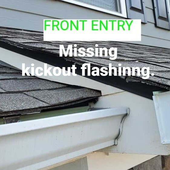 Kick out flashing is not installed. Home Inspecton by Powerworks Inspections