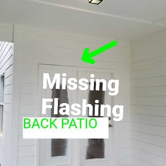 Flashing was not installed above doorways, one window and one of the garage door openings. Flashing prevents water penetration into the structure. This was discovered by Powerworks Inspections during a New Construction Home Inspection.