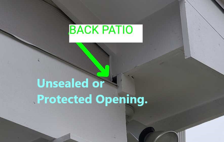 Penetrations in the exterior of the home should be sealed to prevent moisture and insect penetration.  Noted by Powerworks Inspections during a New Construction home inspection.