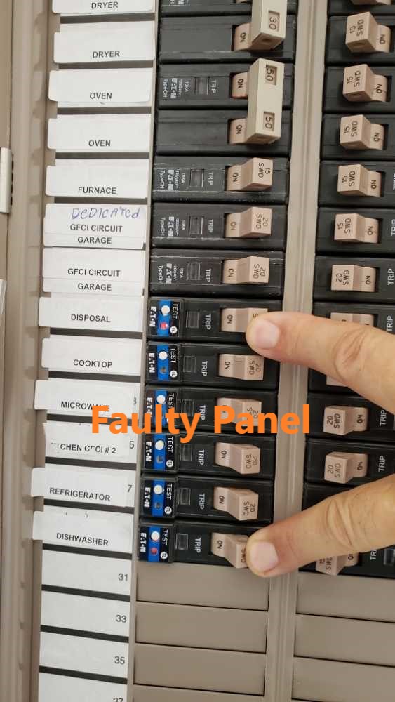 Faulty Panel. Builder noted.  Discovered during a home inspection by Powerworks Inspections.