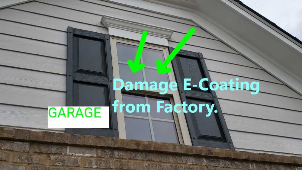 E-Coating at window was damaged from the factory. The E-Coating blocks the wavelength from the Sun the generates heat.  Noted by Powerworks Inspections during a New Construction home inspection.