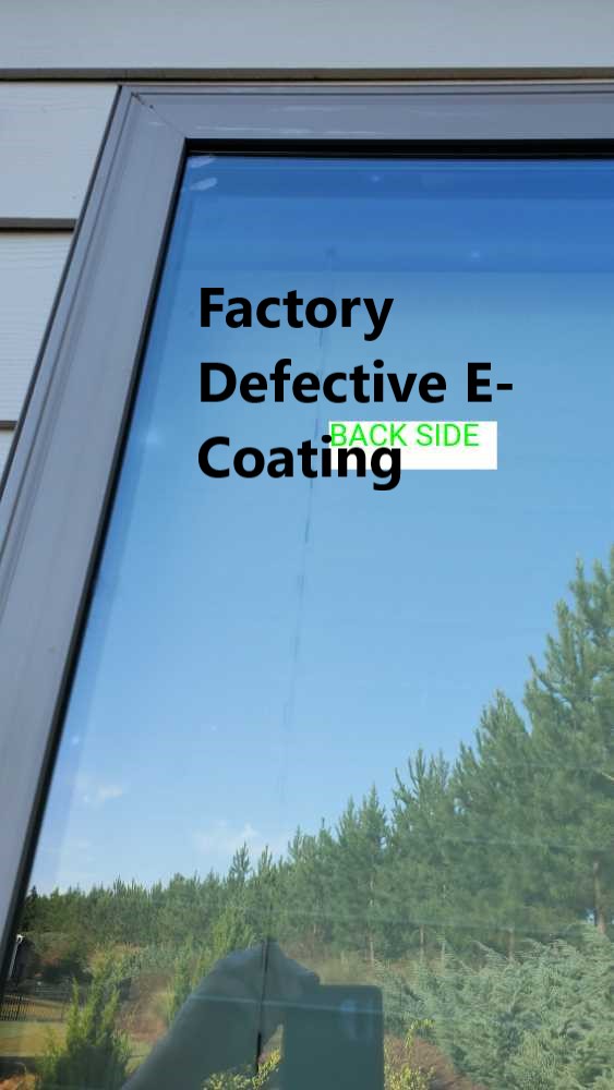 A number of windows where found to have a factory defective E-Coating. This was noted at the time of the 11 Month Warranty home inspection in Peachtree City. The E-Coating blocks the wavelength of light that conducts heat. This was discovered by Powerworks Inspections during a 11 month warranty home inspection.