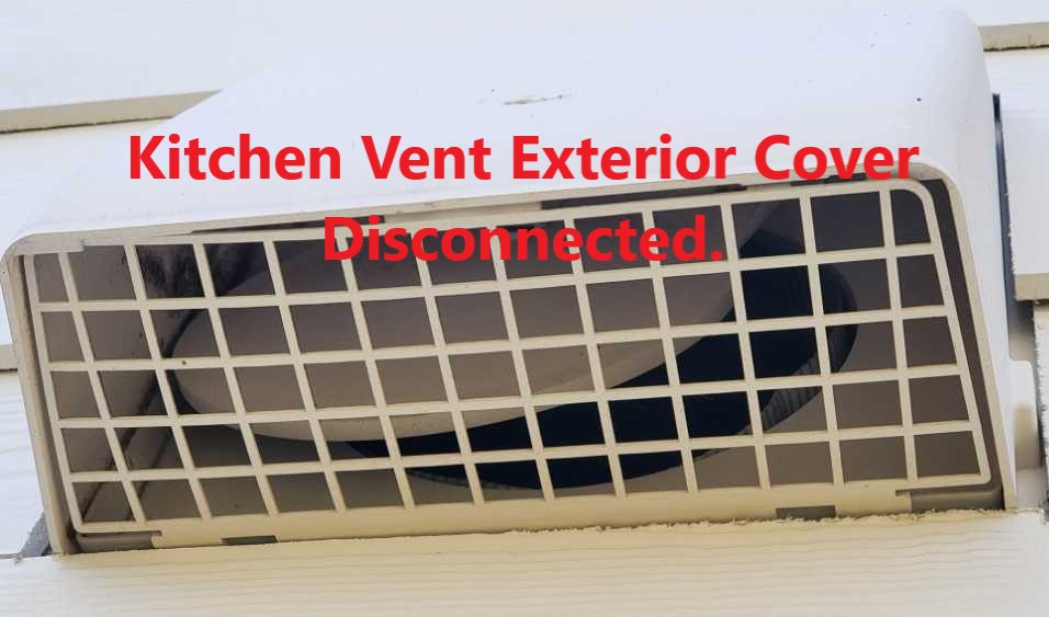 Kitchen vent exterior cover was not funtional at the time of the home inspection in Peachtree City. Vent flap was detached. This was discovered by Powerworks Inspections during a 11 month warranty home inspection.