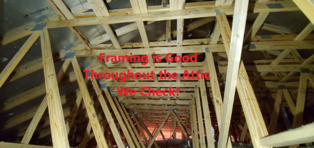 Attic framing was in good condition. We take the time to try and transverse the entire attic to check framing.