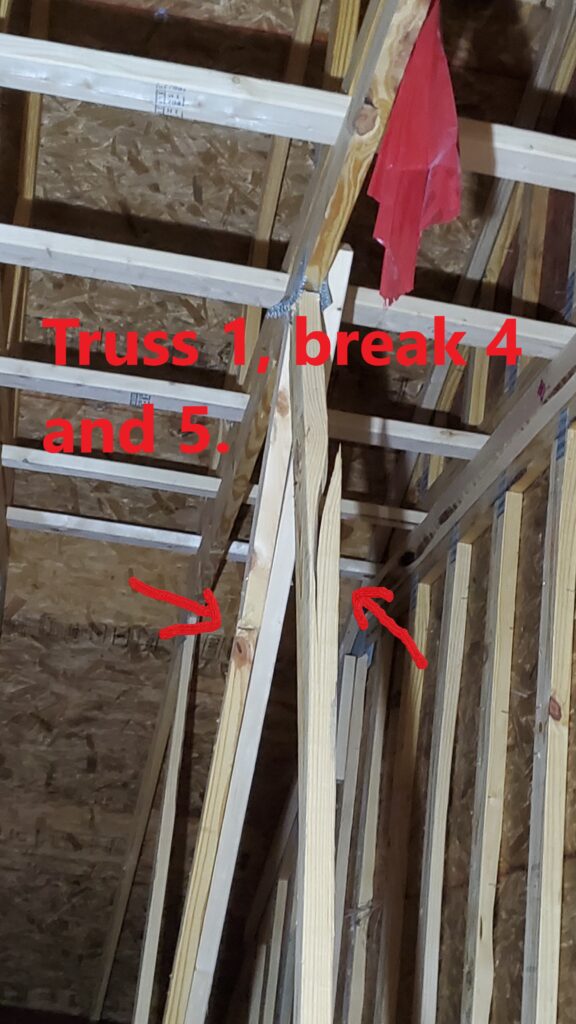 Damaged Truss Member. Home inspection by Powerworks Inspectons. A Truss is an engineered component. Repairs and modifications need to be prescribed by an engineer.